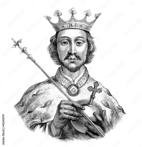 Portrait Medieval King 14th Century Illustration Stock Adobe Stock