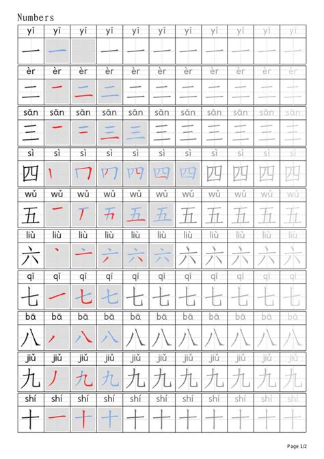 FREEBIE | Numbers 1-10 Handwriting (Mandarin Chinese) | Teaching