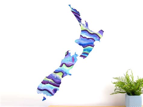 Paua Shell Wall Art New Zealand Map Designed And Made In Nz