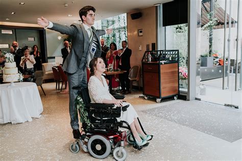 A Disabled Bride With A First Look Geometric Botanical Inspired