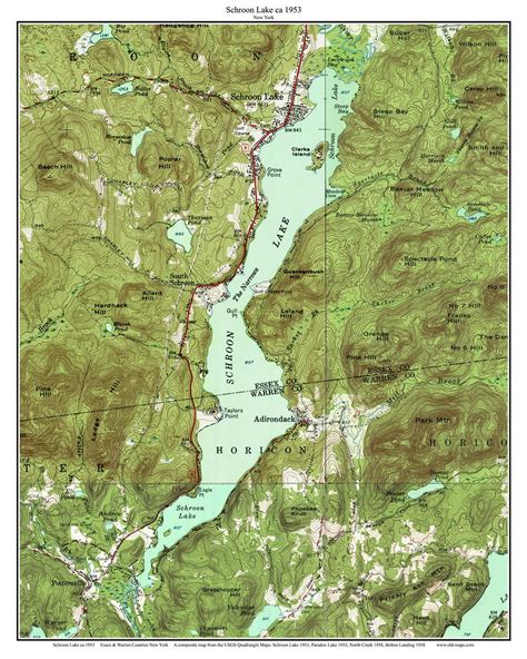 Schroon Lake 1953 Custom Usgs Old Topo Map New York Eastern Lakes