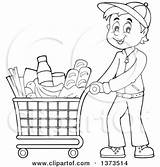 Clipart Shopping Cart Pushing Cartoon Man Groceries Illustration Visekart Royalty Vector Happy Clipground sketch template