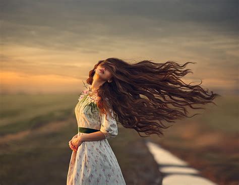 Windy Day Hair Girl Model Monica Lazar Wind Woman Hd Wallpaper