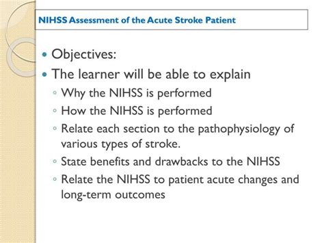 Ppt Nih Stroke Scale Assessment Of The Acute Stroke