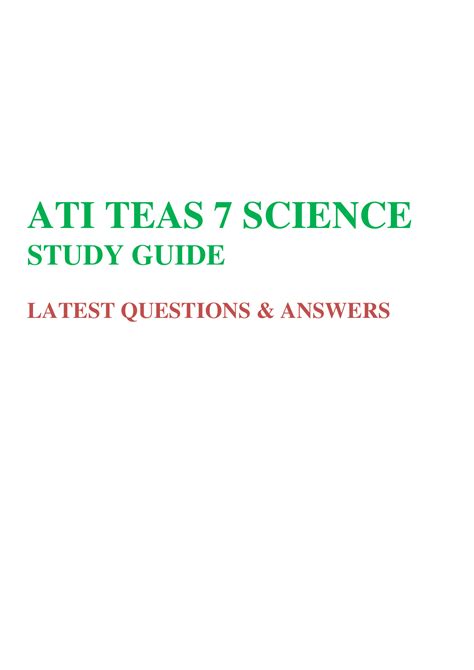 Ati Teas 7 Science Study Guide 2022 Latest Questions And Answers