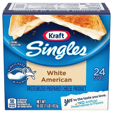 Kraft Cheese White American Singles 24ct 16oz Pkg Garden Grocer