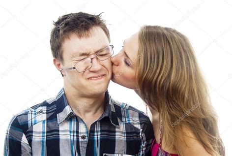 Beautiful Girl Kisses A Guy On The Cheek Stock Photo By ©iliyha12 17381339