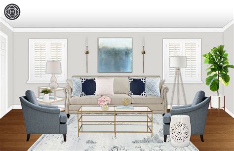 Contemporary Classic Preppy Living Room Design By Havenly Interior