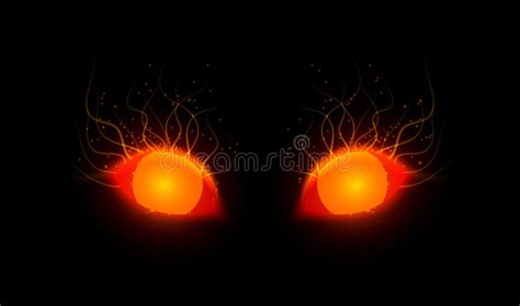 Vector Illustration Of Red Monster Eyes Glowing In Dark Stock Vector