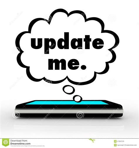 Update Me Smart Cell Phone Words Thought Cloud Royalty Free Stock Image - Image: 27367376