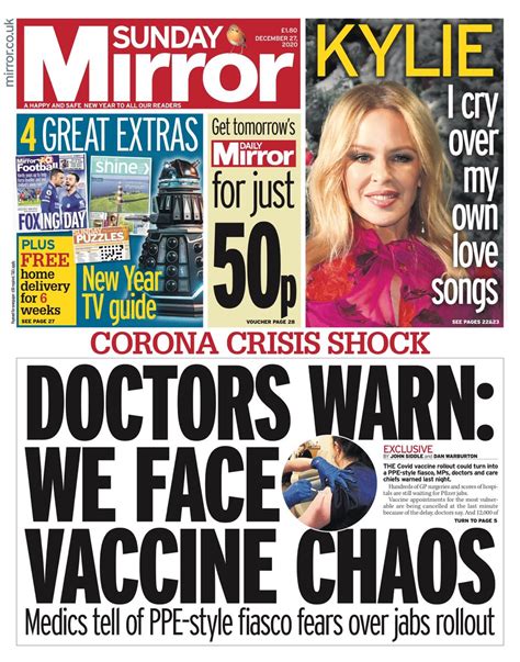 Sunday Mirror Front Page 27th Of December 2020 Tomorrows Papers Today