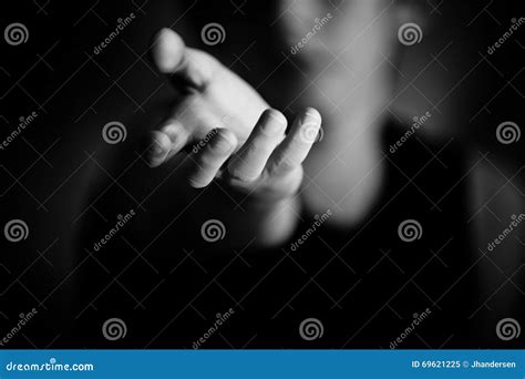 Hand Reaching Out In Black And White Stock Image Image Of Dark Palm