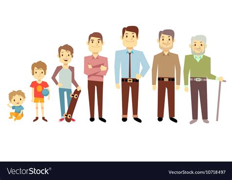 Men Generation At Different Ages From Infant Baby Vector Image