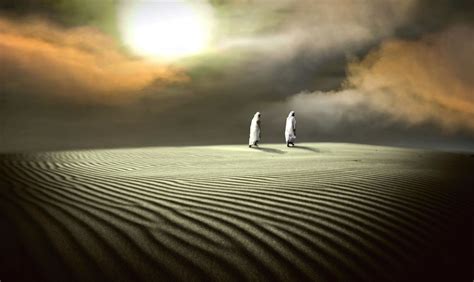 Two Men Walking In The Desert By Nikos Bantouvakis