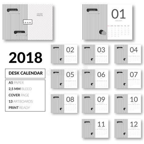 Minimalist Vector 2018 Calendar Stock Vector Illustration Of Date