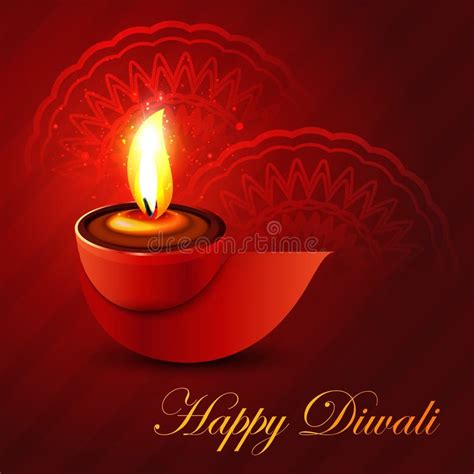 Happy Diwali Beautiful Diya Rangoli Colorful Hindu Stock Vector
