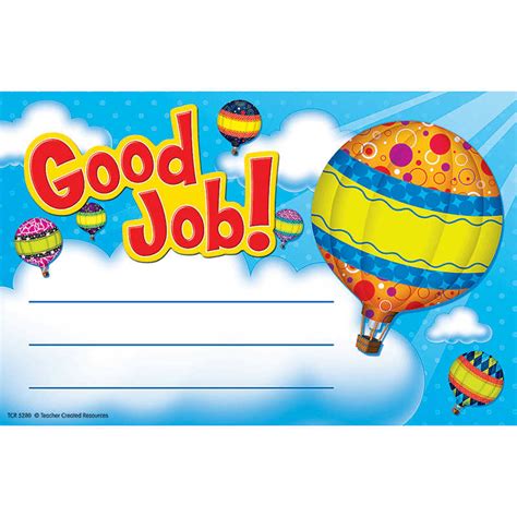 Teacher Created Resources Hot Air Balloons Good Job Awards Tcr5280