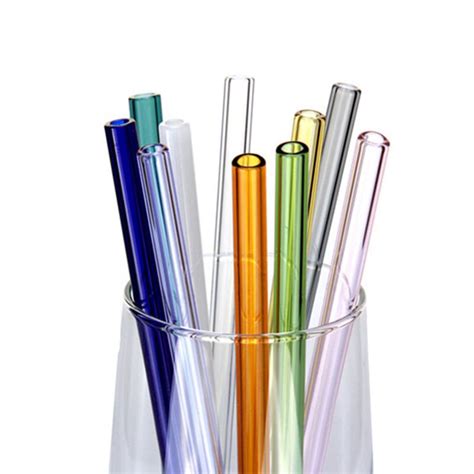 reusable pyrex glass drink straws with case factory