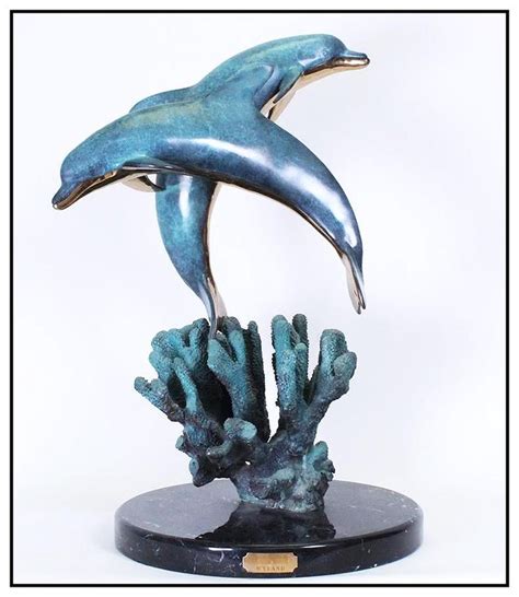 Robert Wyland Robert Wyland Large Dolphin Bronze Sculpture Signed