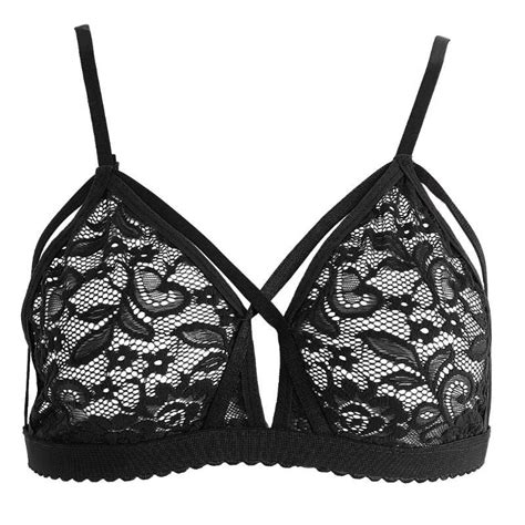women sexy cross bandage crop tank top floral sheer lace bra seamless bralette bustier buy at a
