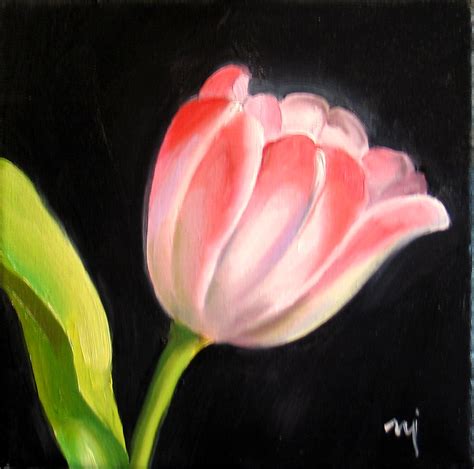 Nels Everyday Painting Tulip On Black Sold