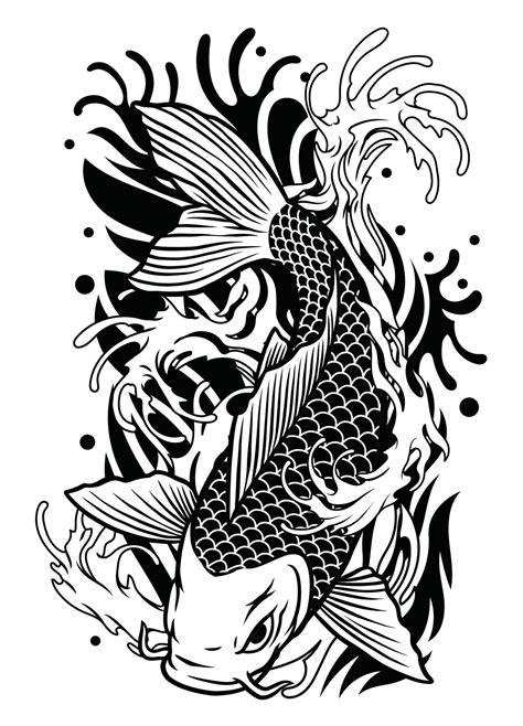 Koi Fish Tattoo Design In Classic Japan Style Vector Art At
