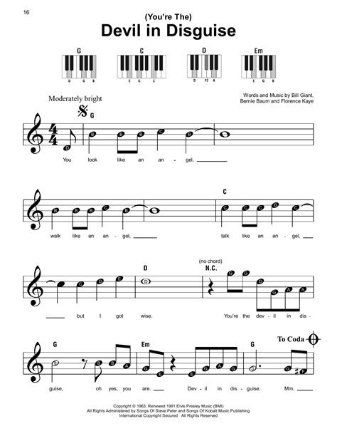 (You're The) Devil In Disguise Noten | Elvis Presley | Klavier, sehr
