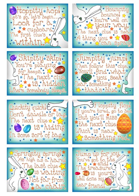 The set includes 2 pages of clues: Free Printable Birthday Scavenger Hunt Clues : Back To ...
