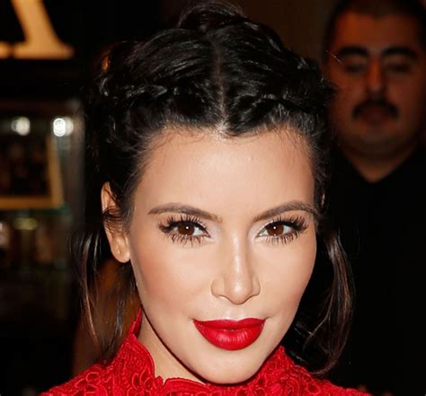 Kim Kardashian Looks Amazing With A Braided Updo And Red Lips What