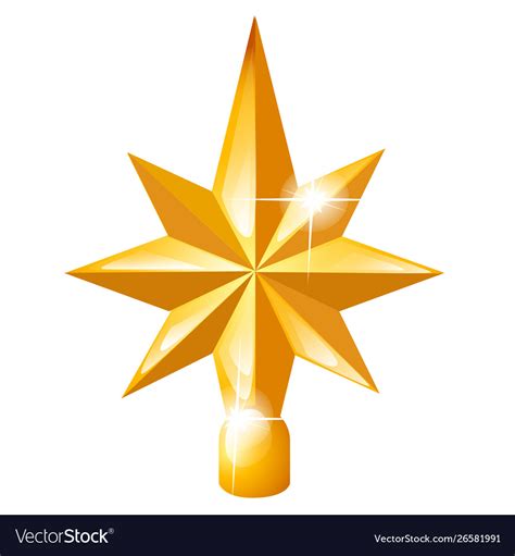 Golden Star On Christmas Tree Isolated Royalty Free Vector