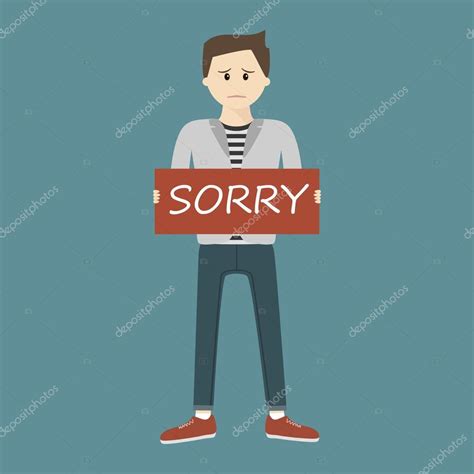 Man Holding Sorry Sign Stock Vector Image By ©