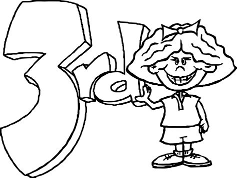 3rd Grade Text And Girl Coloring Page