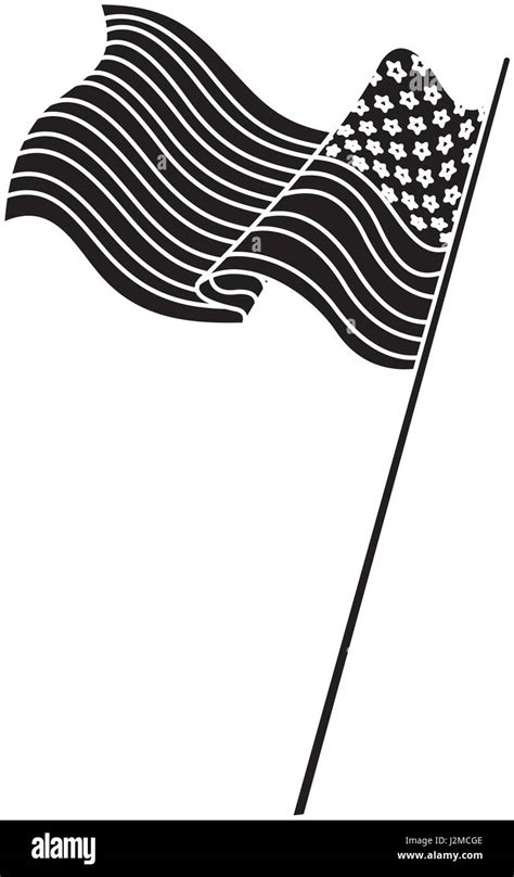 Silhouette American Flag Clip Art Black And White Rf Stock Image