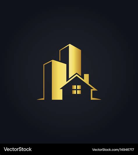 Gold Building House Logo Royalty Free Vector Image