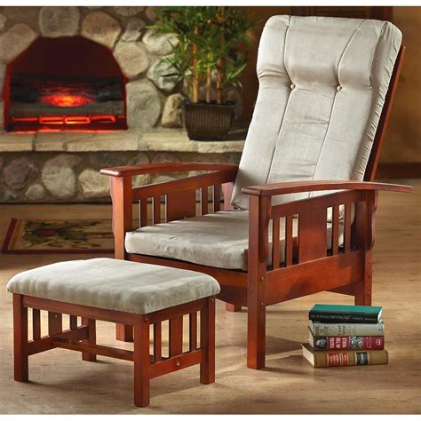 Mission Chair With Ottoman Mission Oak Finish 210272 Living Room At