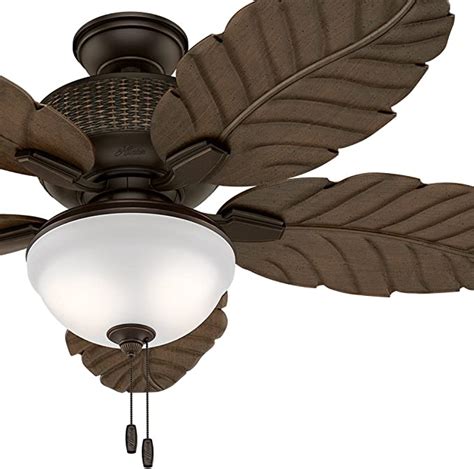Hunter Fan Inch Outdoor Tropical Ceiling Fan In Brushed Cocoa With LED Lighting And Remote