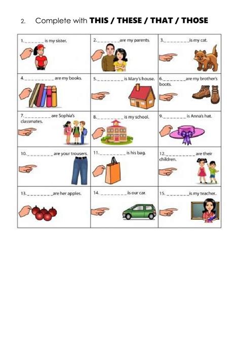 Demonstrative Pronouns - this, these, that, those worksheet