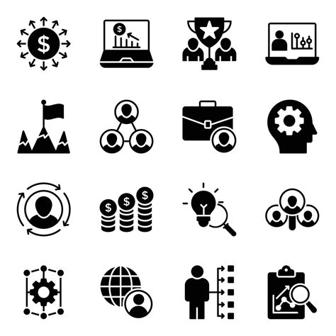 Pack Of Business Management Glyph Icons 16439640 Vector Art At Vecteezy