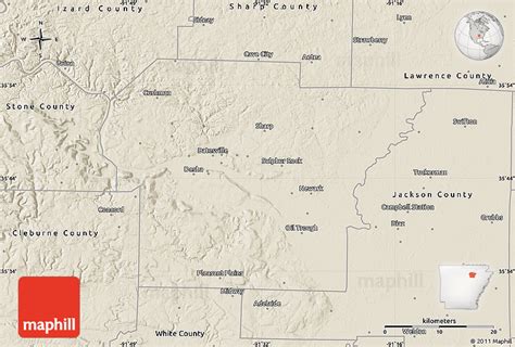 Shaded Relief Map Of Independence County