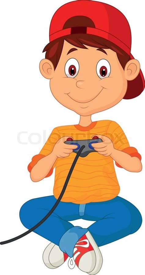 Child Cartoon Plays Games On The Joystick Stock Vector