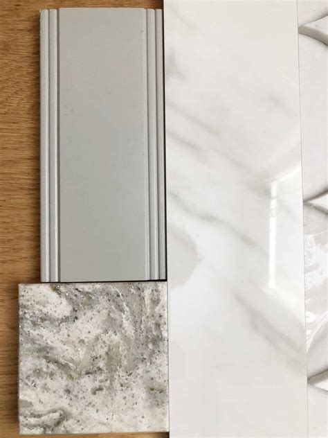 Video tutorial for installing a bathroom vanity cultured marble molded countertop. Master Bathroom {Vanity, Counters & Fixtures} - Dixie Delights