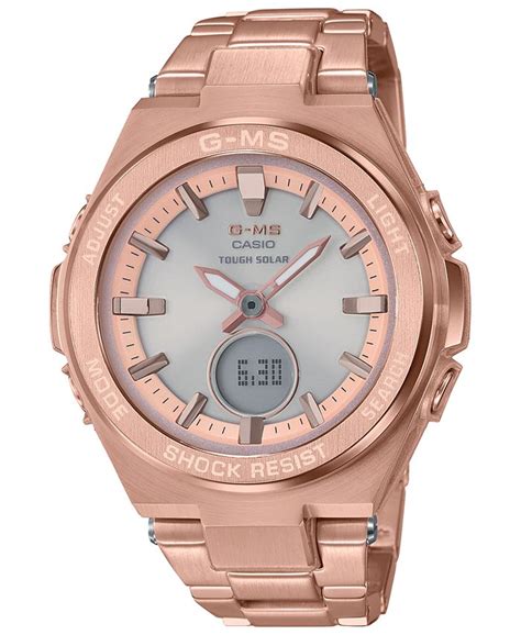 G Shock Womens Solar Analog Digital Rose Gold Tone Stainless Steel Bracelet Watch 384mm Macys