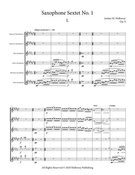 Saxophone Sextet No 1 Op 9 By Jordan M Holloway Digital Sheet