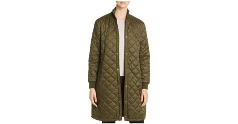 Barbour Ebbertson Long Quilted Coat In Olive Green Lyst Canada