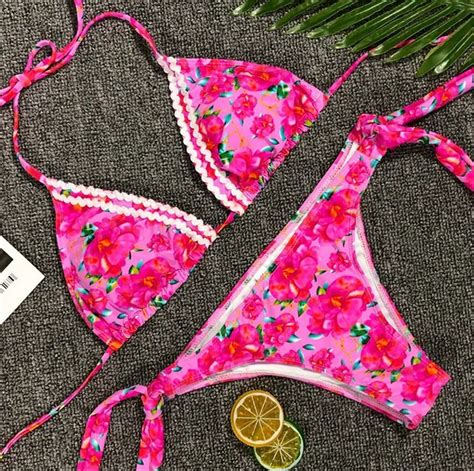 Buy Luoanyfash 2018 Sexy Pink Hot Summer Micro Brazilian Bikini Thong Swimsuit