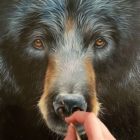 Adding The Finishing Touches To My Black Bear Painting 🤓 Ref Photo By
