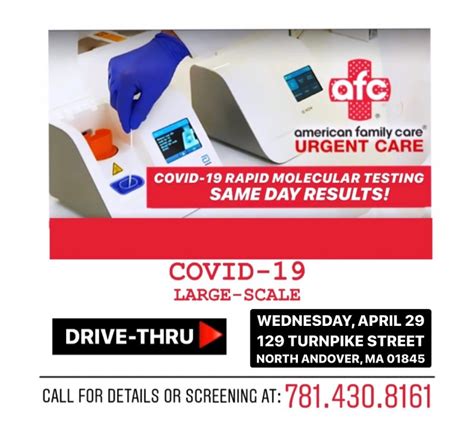 Hhs has partnered with pharmacies and retail companies to accelerate testing for more americans in communities across the country. Rapid COVID-19 testing - same day results! Testing available on Wednesday 4/29 at AFC North ...