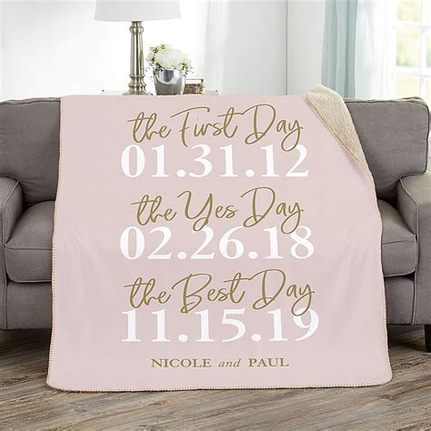 The Best Day Personalized 60 Inch X 80 Inch Sherpa Wedding Blanket