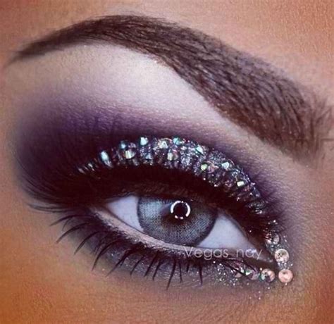 Rhinestone Silver And Black Smokey Eye Makeup Lashes Gorgeous