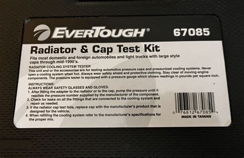 Evertough 67085 Radiator And Cap Test Kit Fits Most Domestic And Foreign